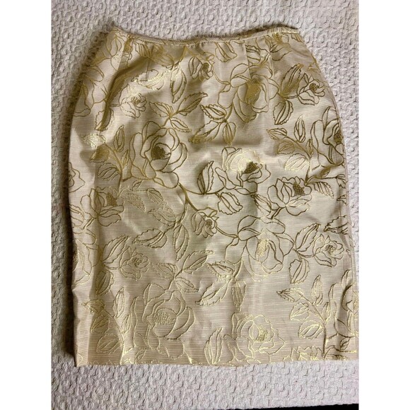 Kasper Metallic Gold Knee Length Professional Career Work Womens size12 Skirt - Picture 1 of 6